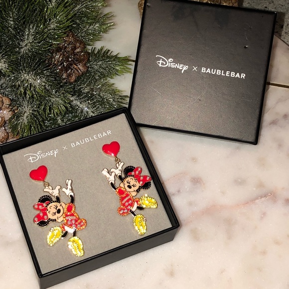 ✨NWT✨ Disney Baublebar Dancing Minnie Mouse Heart Sparkle Earrings - Picture 4 of 11